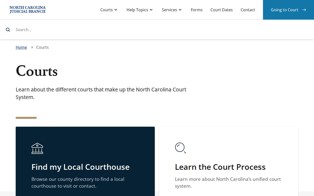Davidson County civil court docket record source on North Carolina court types