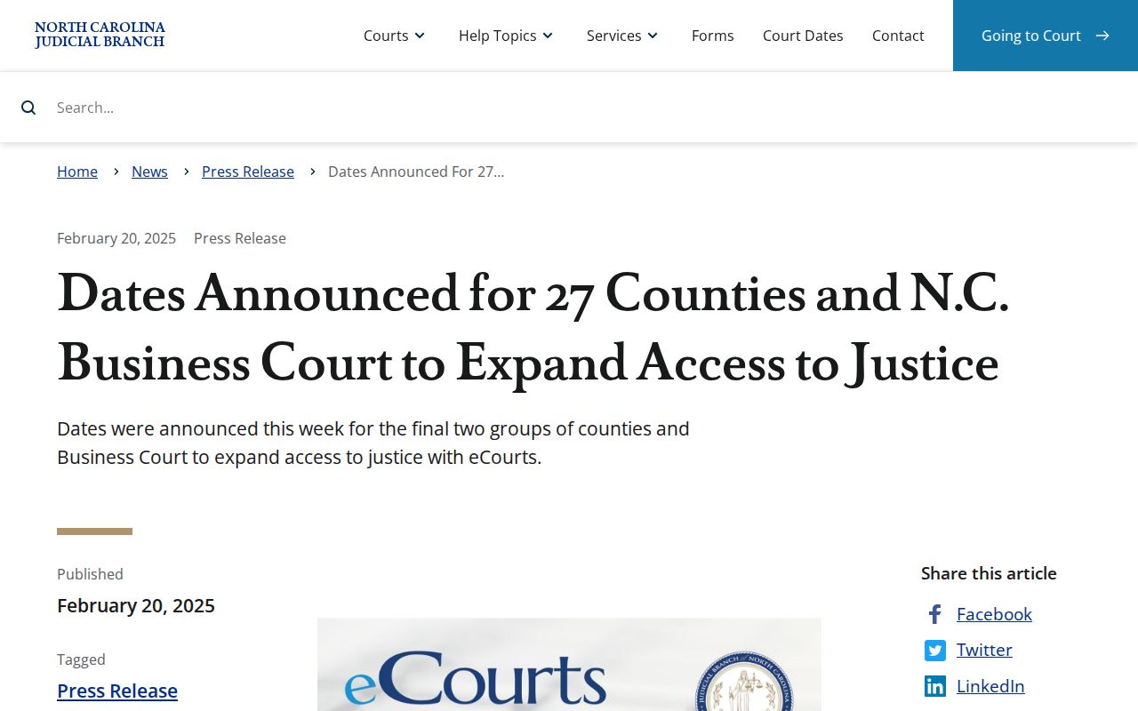 Davidson County court schedule eCourts rollout announcement