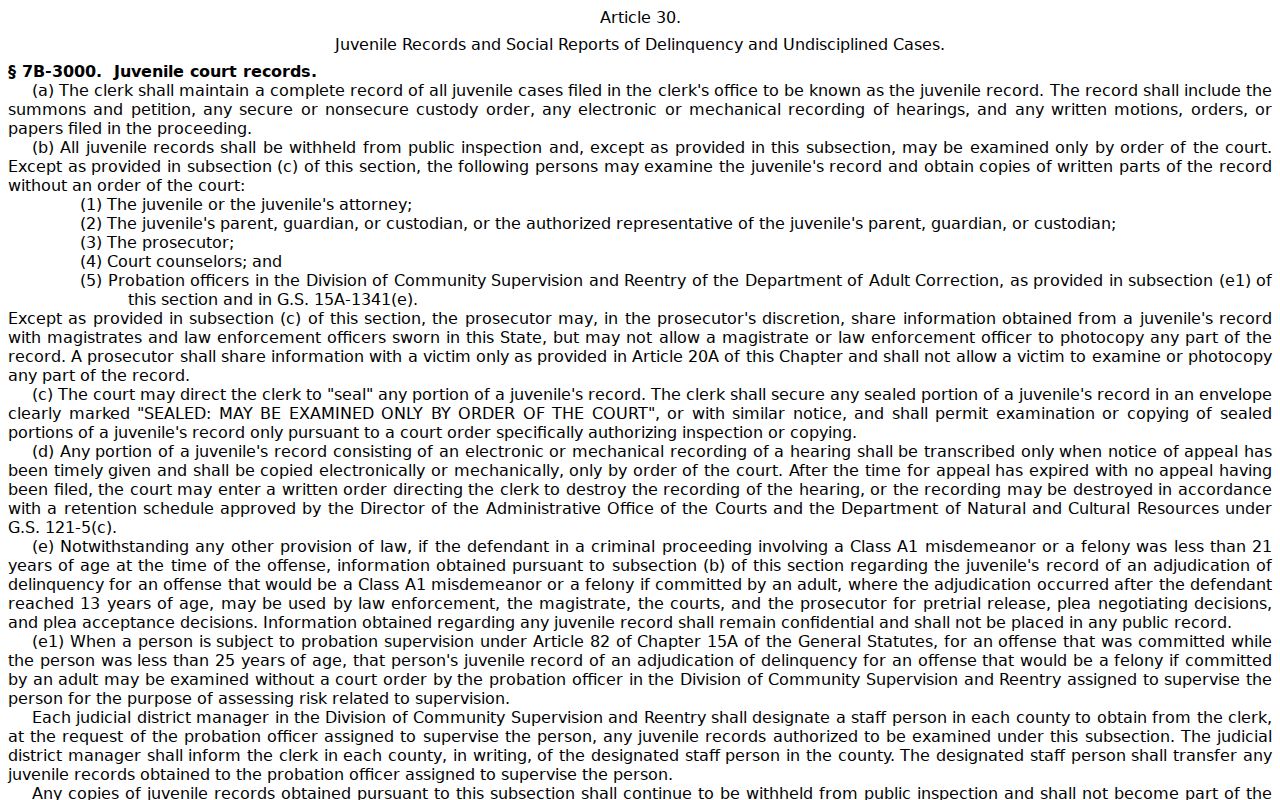 Davidson County criminal court docket record source for juvenile confidentiality