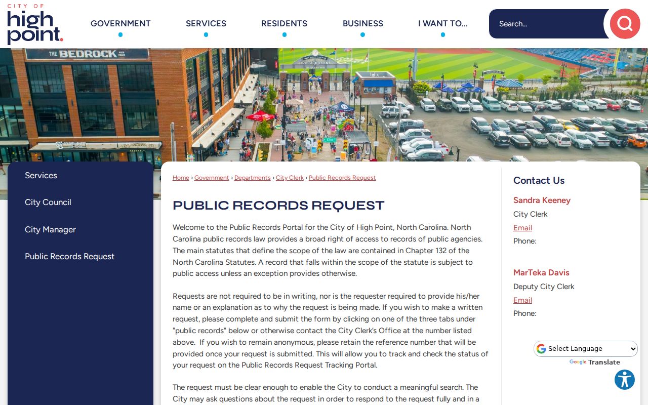 High Point court records city public-records portal distinction
