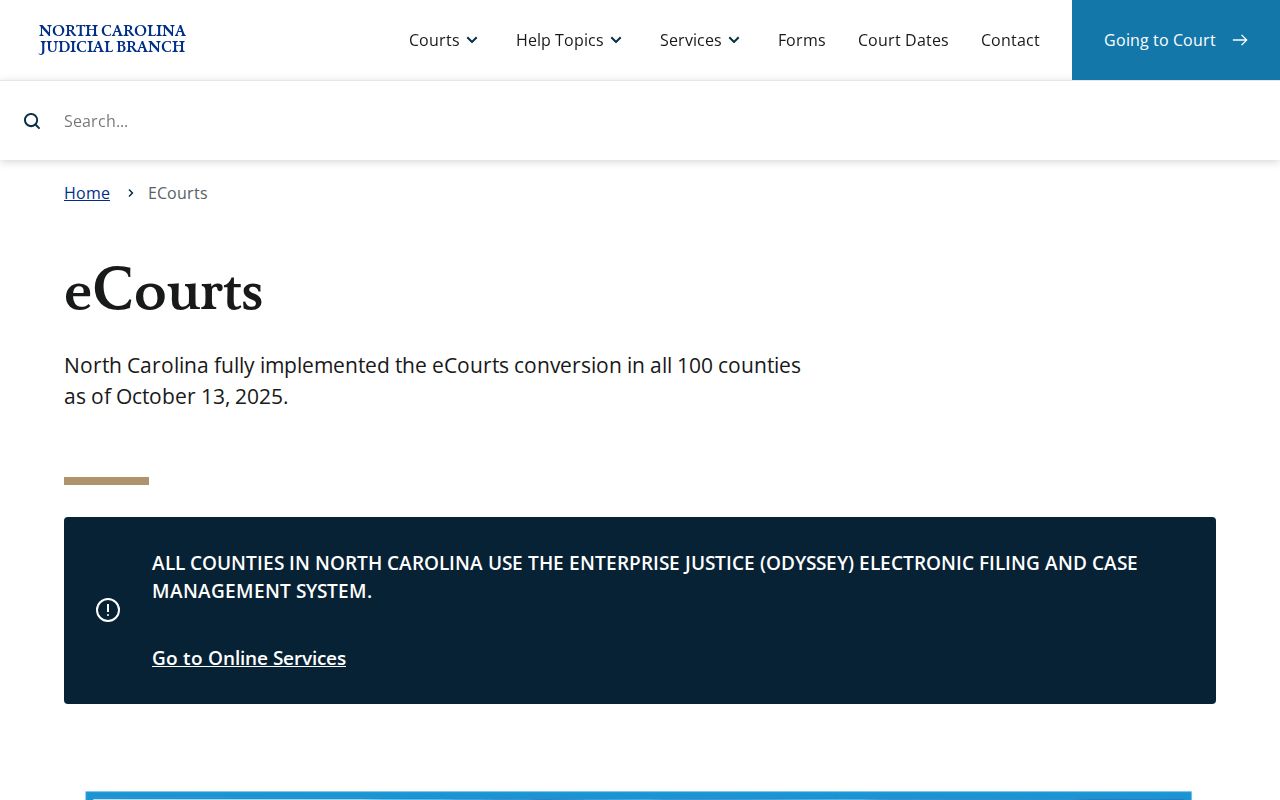 Davidson County court docket North Carolina eCourts system
