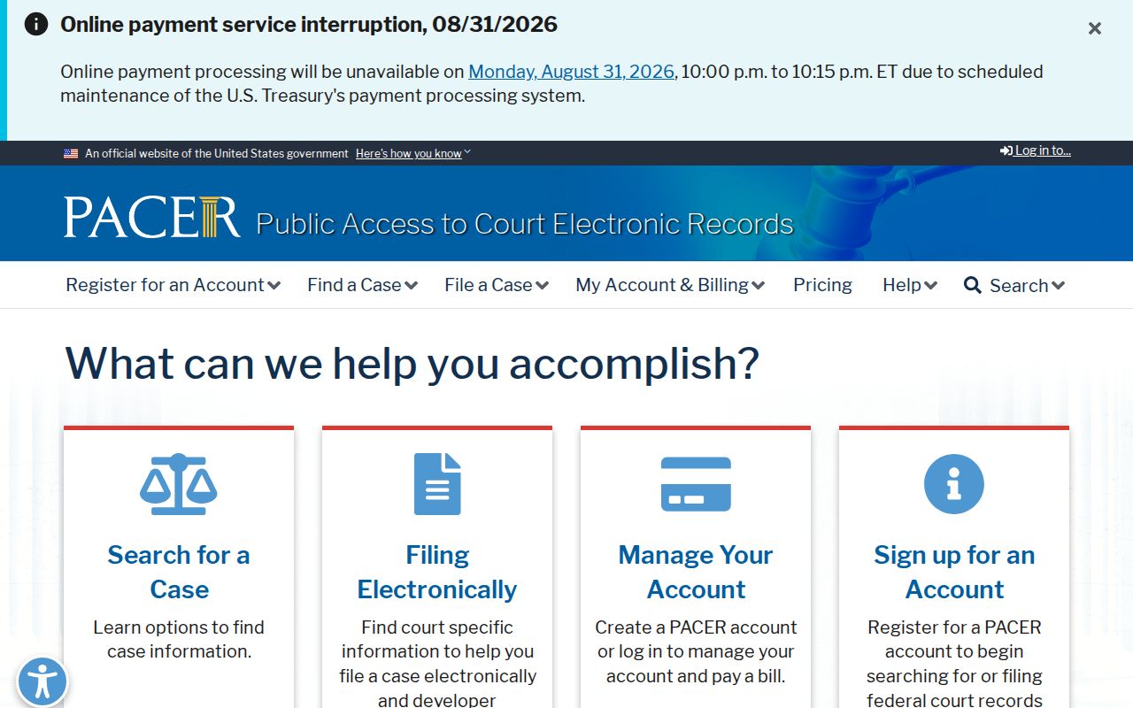 Davidson County court docket federal PACER search source