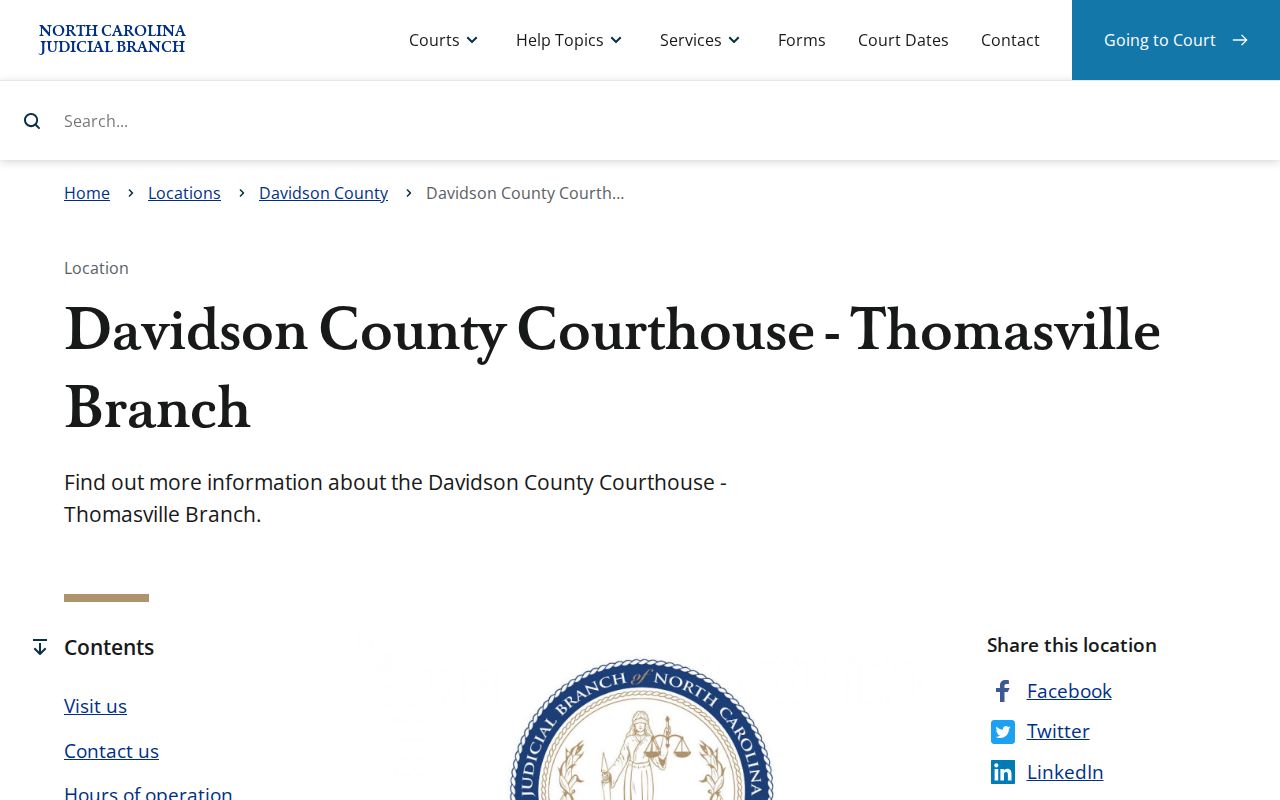 Thomasville court records official Davidson state-court branch