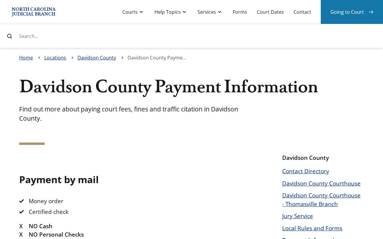 Davidson County traffic court records payment and Clerk contact information