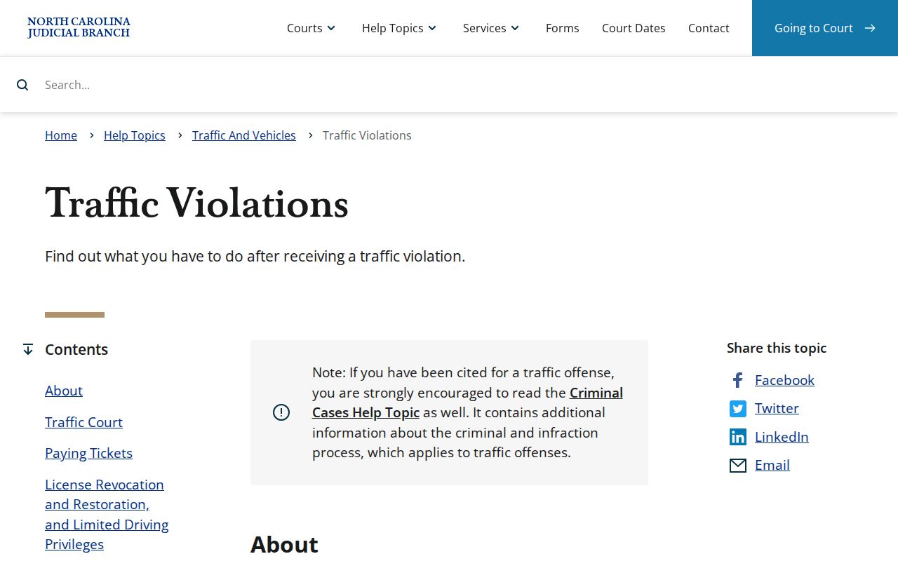 Davidson County traffic court records state traffic violation guidance